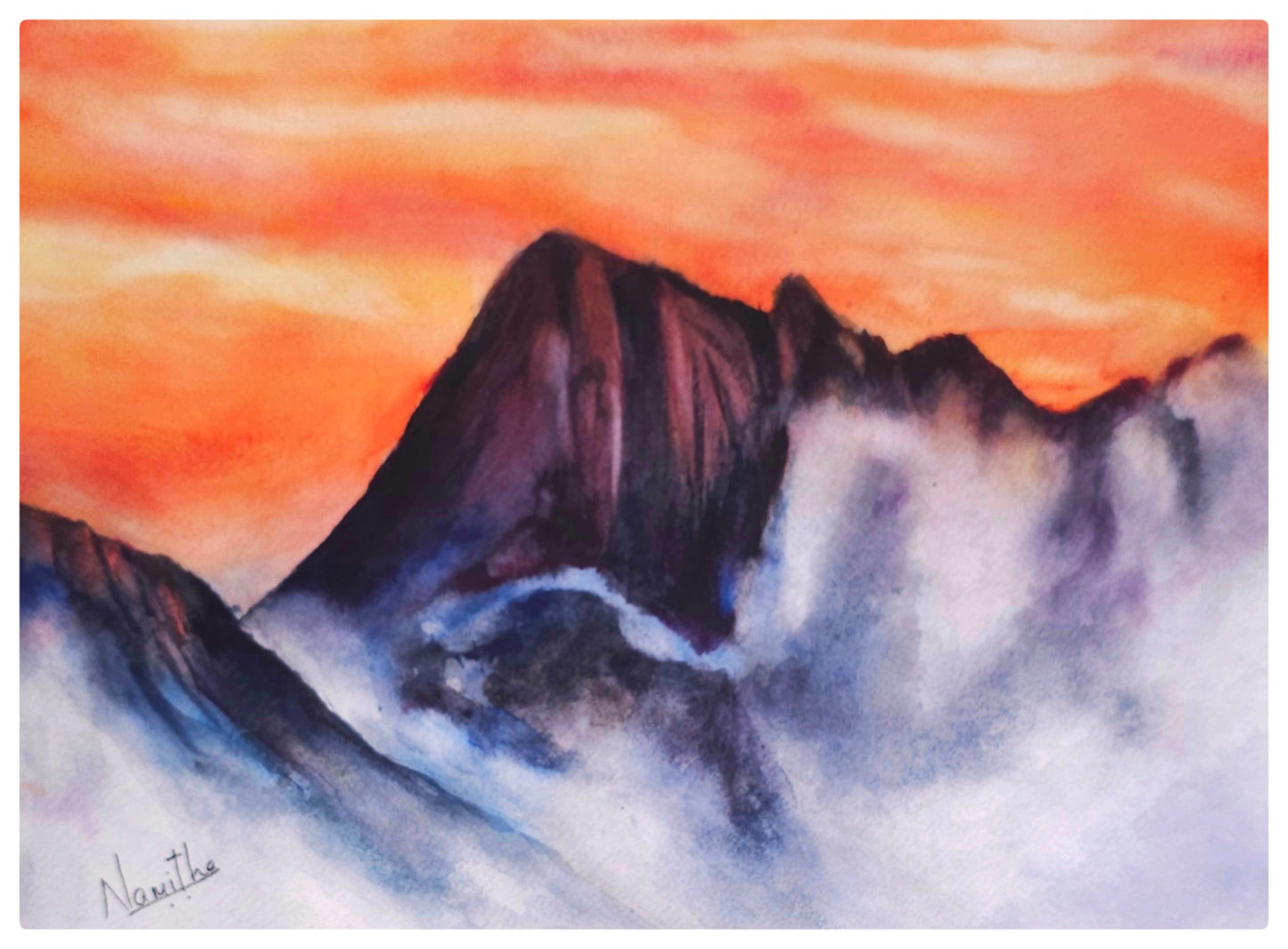 Mystic Peaks Original watercolor painting