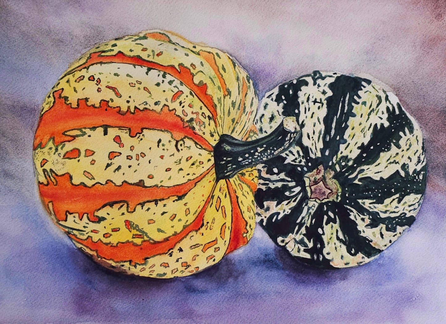 Autumn Harvest – Original Watercolor Pumpkin Painting