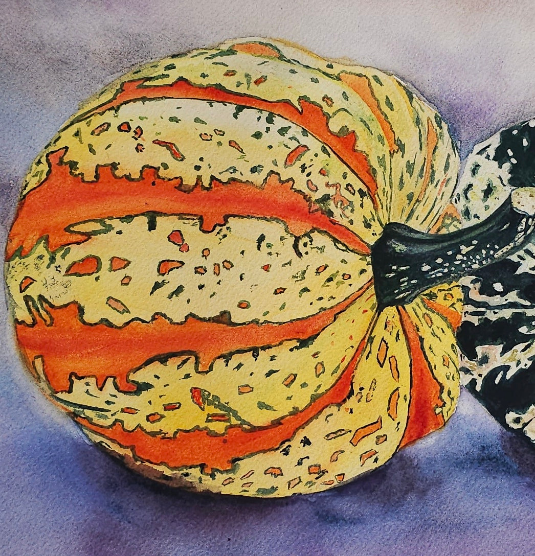 Autumn Harvest – Original Watercolor Pumpkin Painting
