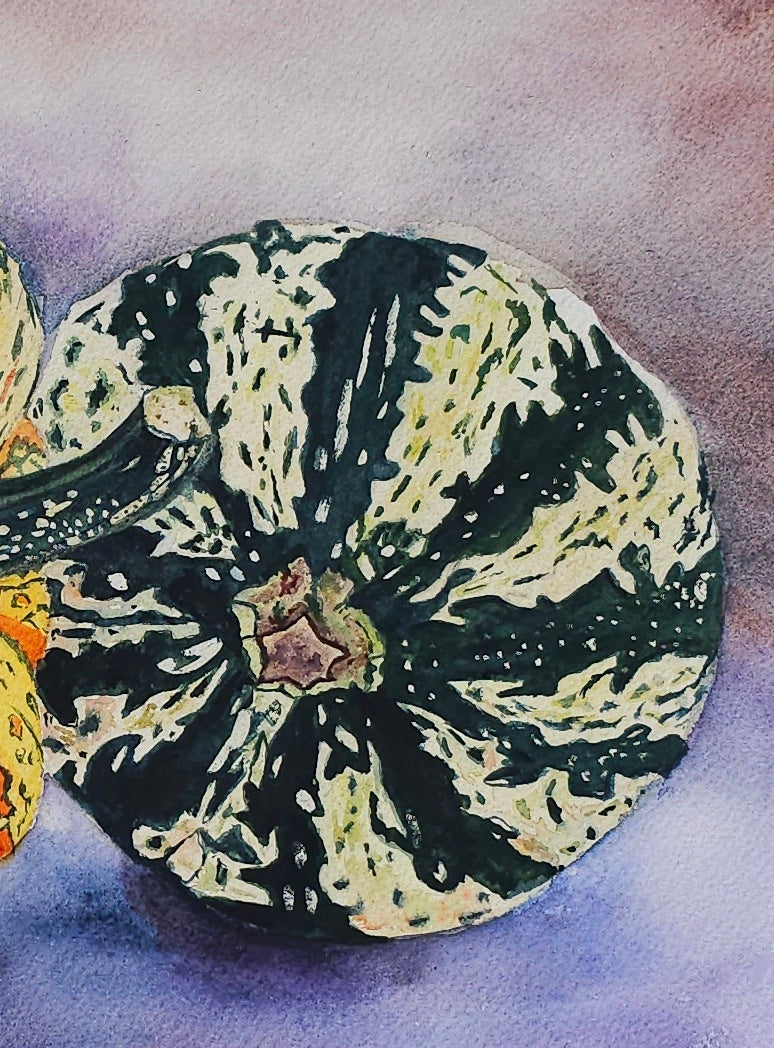 Autumn Harvest – Original Watercolor Pumpkin Painting
