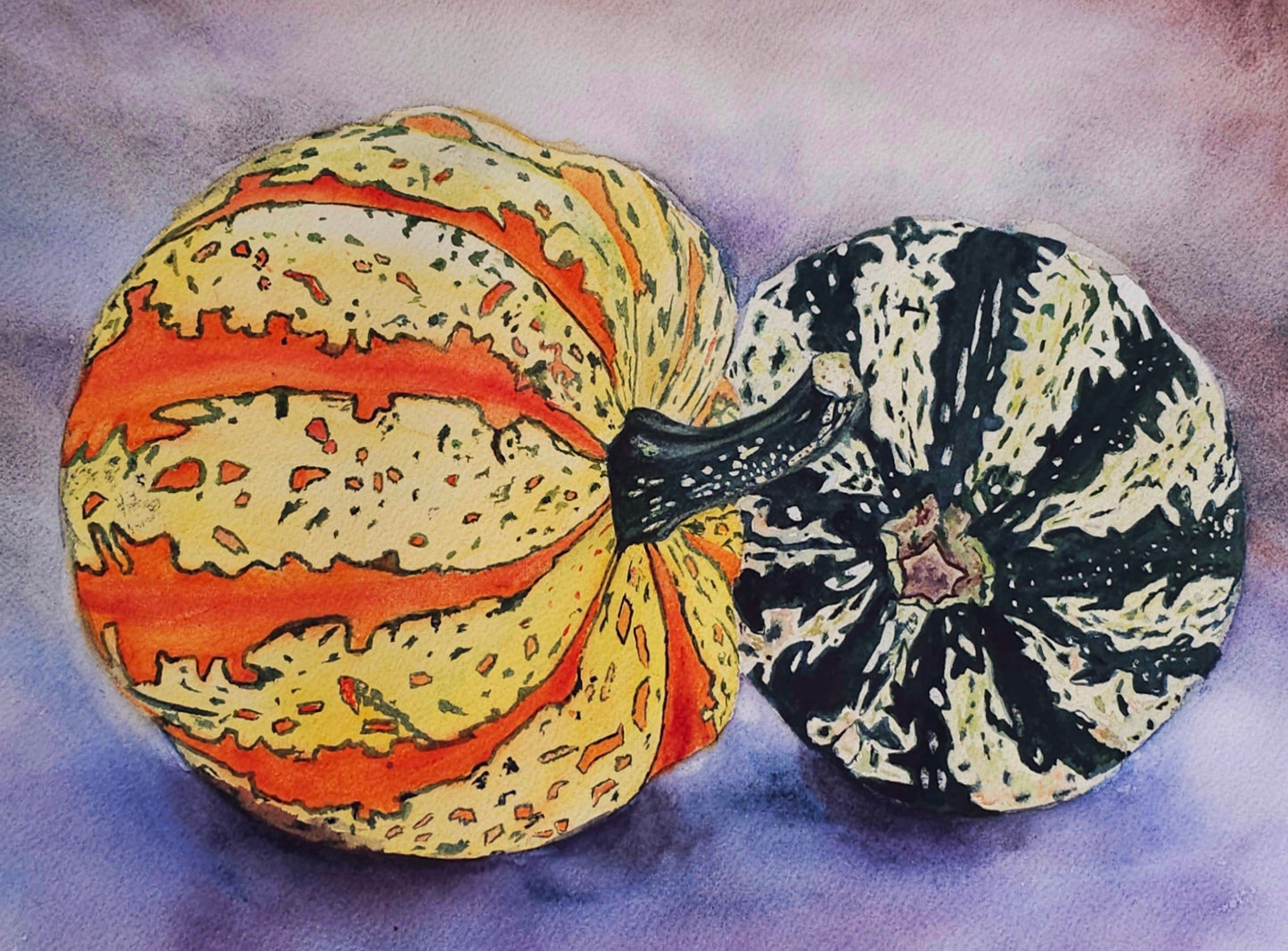 Autumn Harvest – Original Watercolor Pumpkin Painting