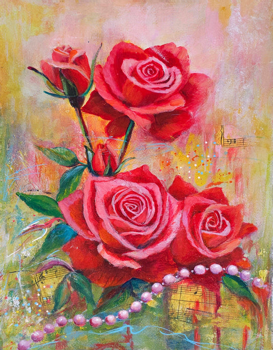 Melody of Roses Original mixed media painting