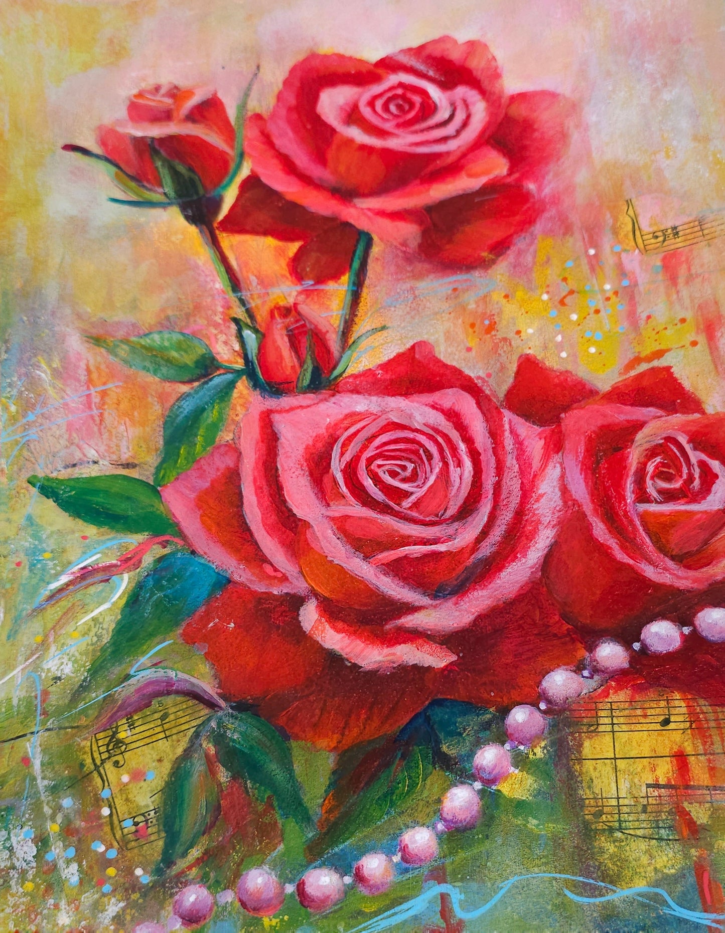 Melody of Roses Original mixed media painting
