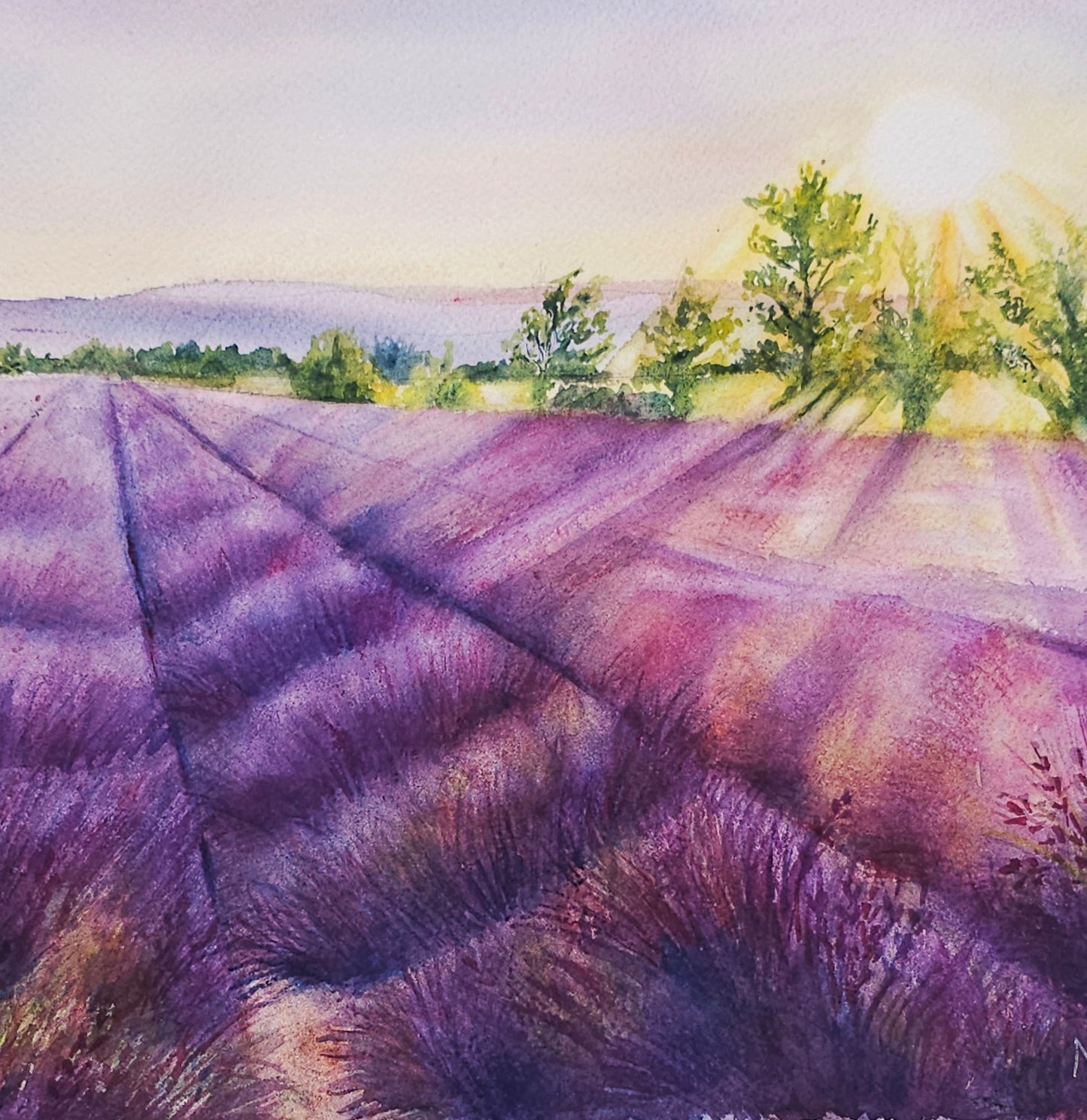 Lavender Serenity original watercolor painting