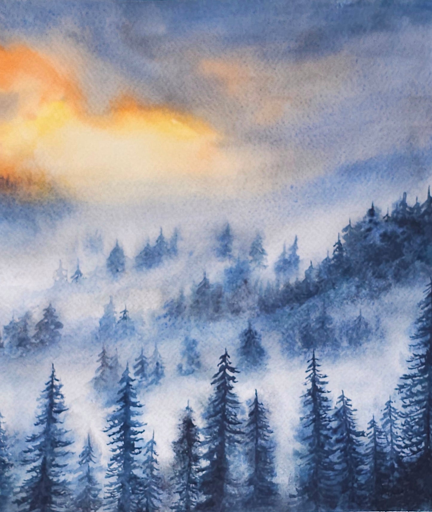 Whispering Pines - original watercolor painting
