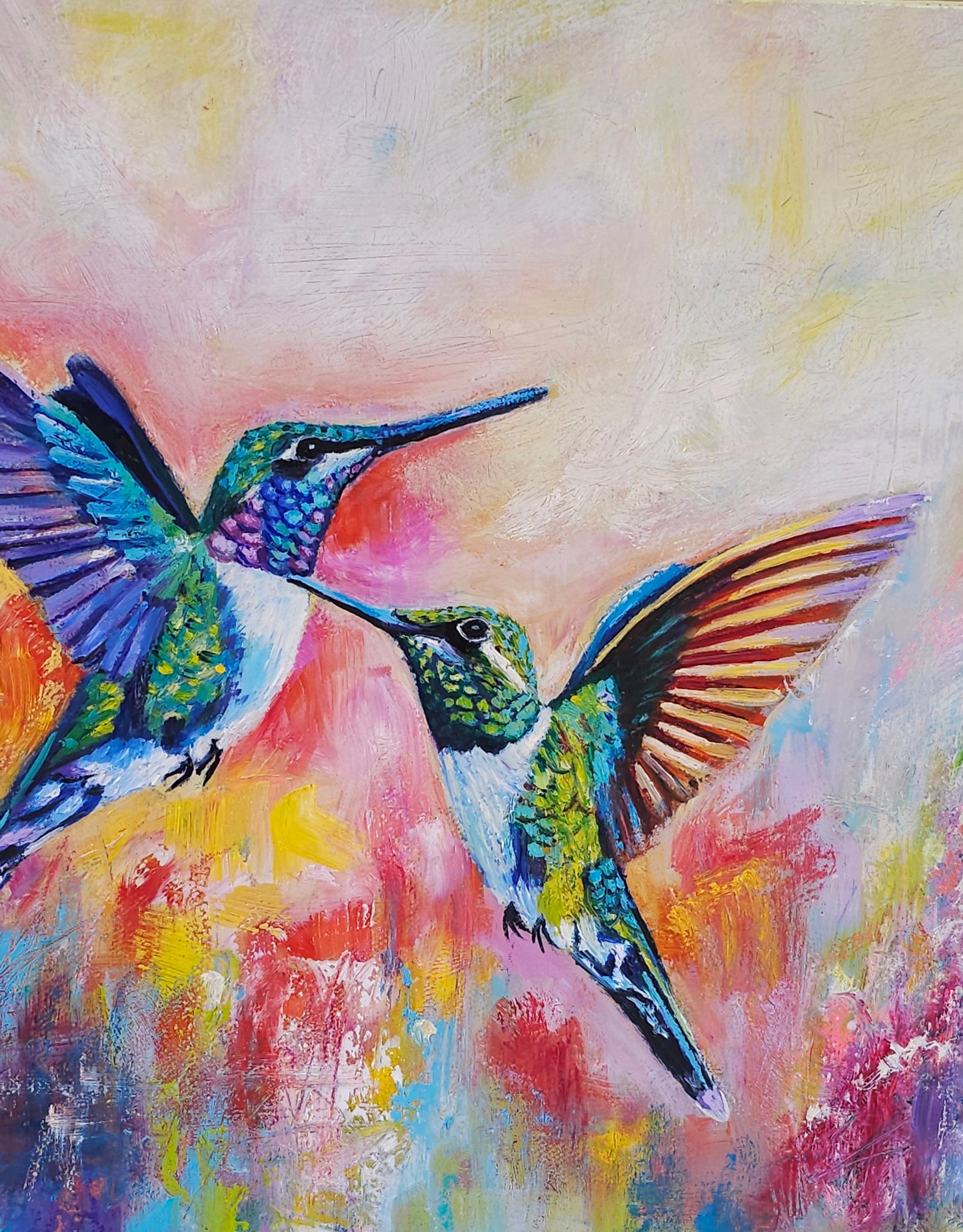 Dance of the Hummingbirds - Acrylic & Oil painting