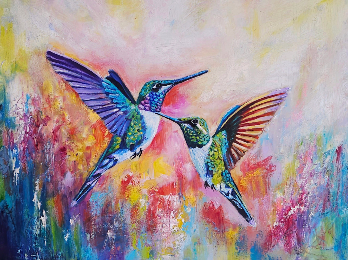 Dance of the Hummingbirds - Acrylic & Oil painting