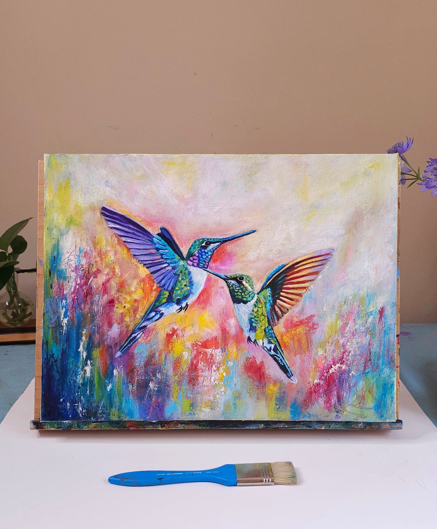 Dance of the Hummingbirds - Acrylic & Oil painting