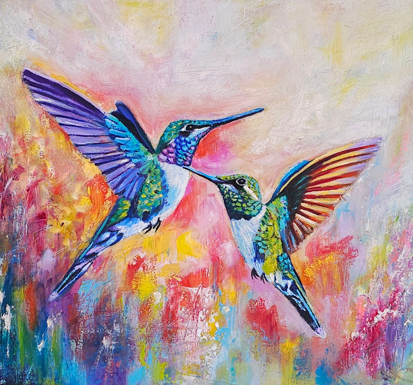 Dance of the Hummingbirds - Acrylic & Oil painting