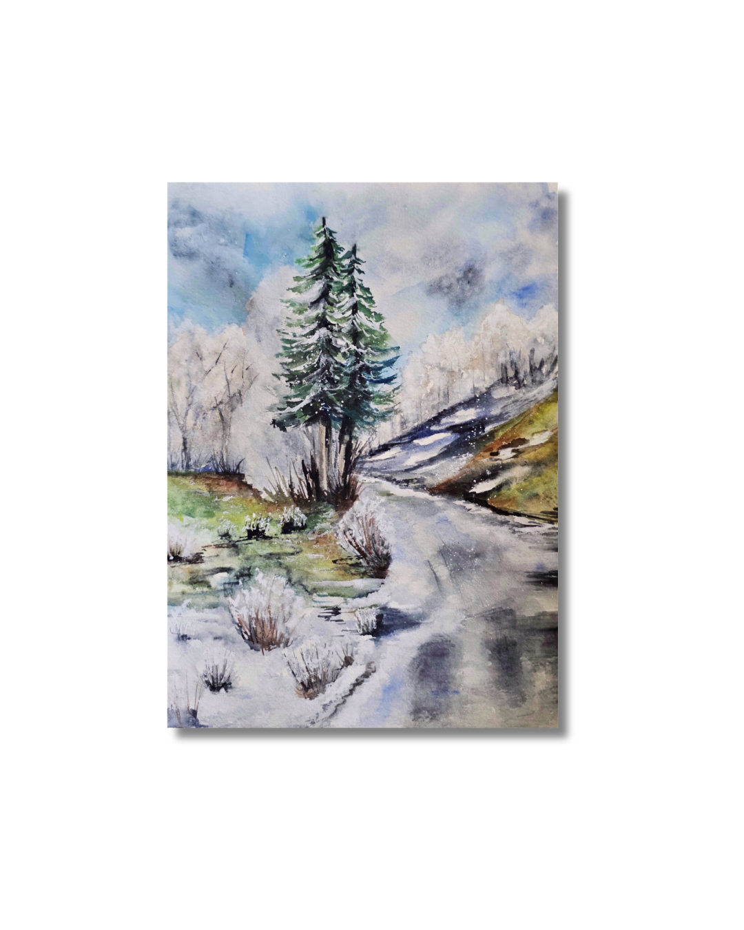 Winter’s Quiet Path - Original Watercolor Painting