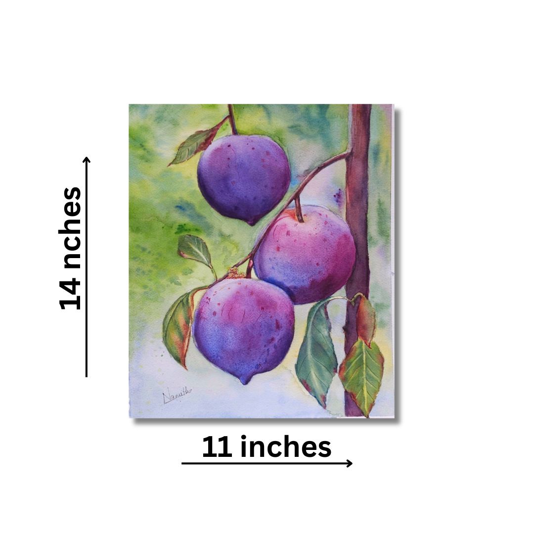 plum Harvest - original watercolor fruit painting