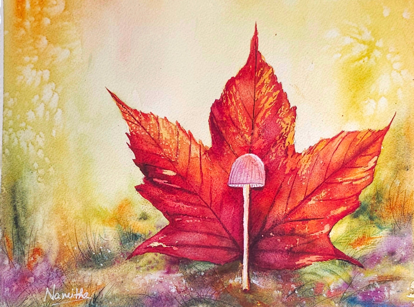 Autumn Whimsy Original watercolor painting