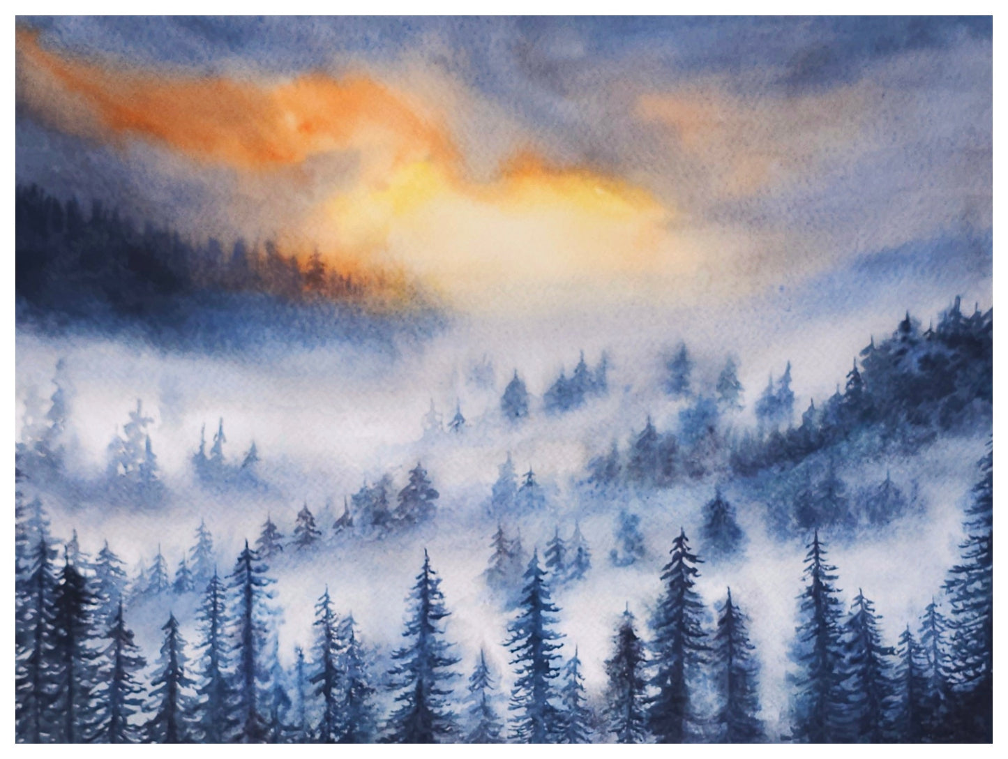 Whispering Pines - original watercolor painting