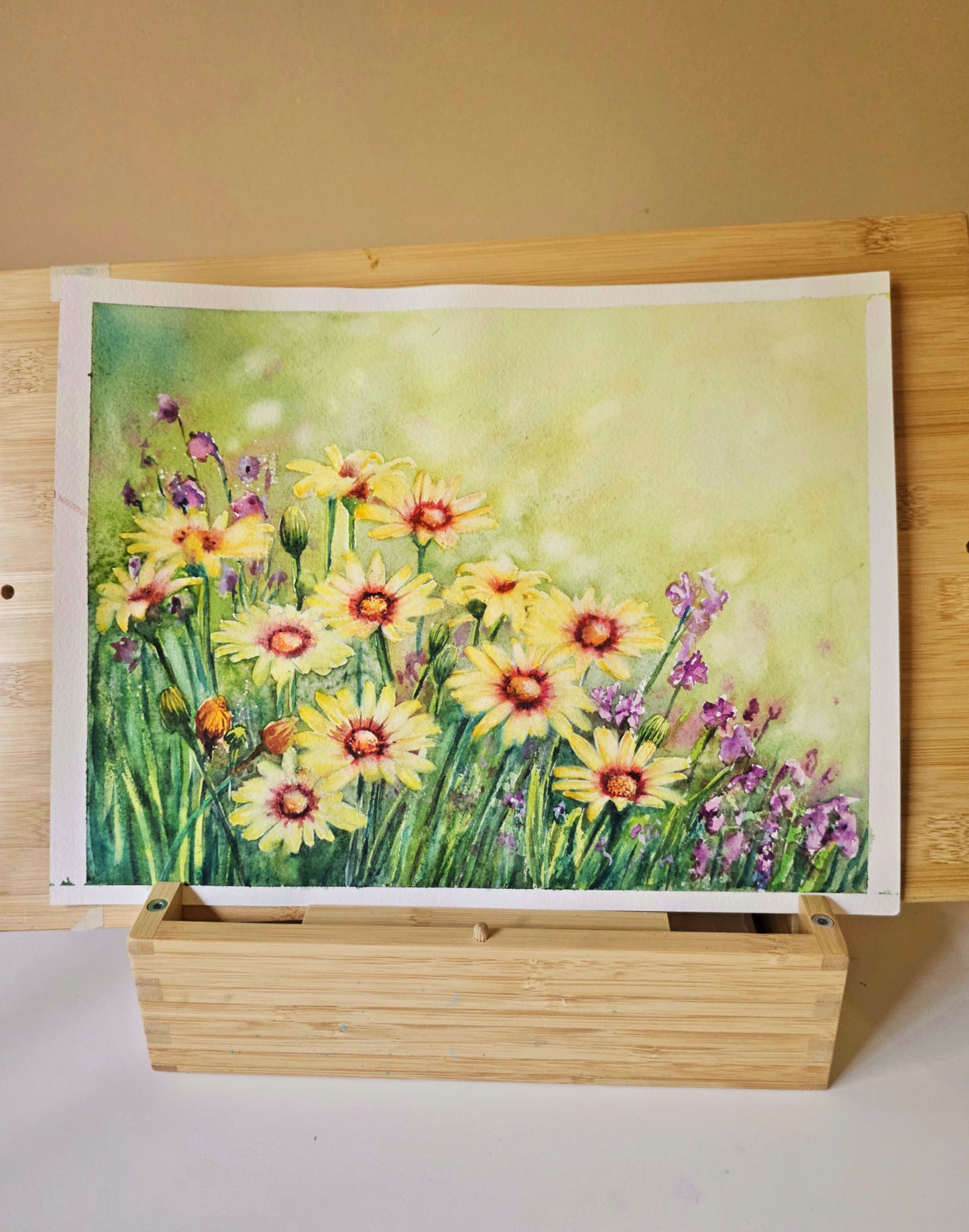 Golden Daisy Meadow - Original Watercolor Painting
