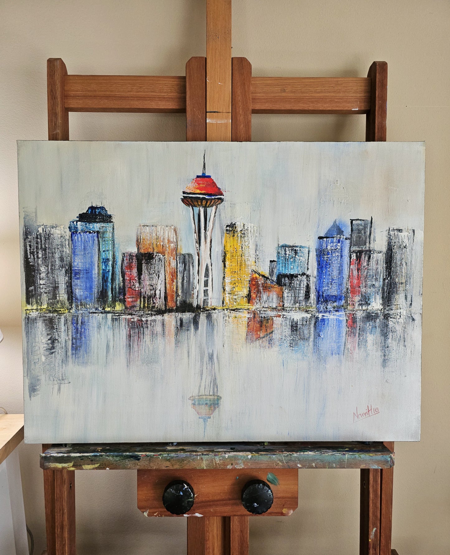 Seattle Reflections - Original Mixed Media Painting