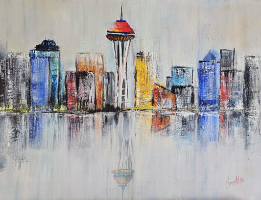 Seattle Reflections - Original Mixed Media Painting