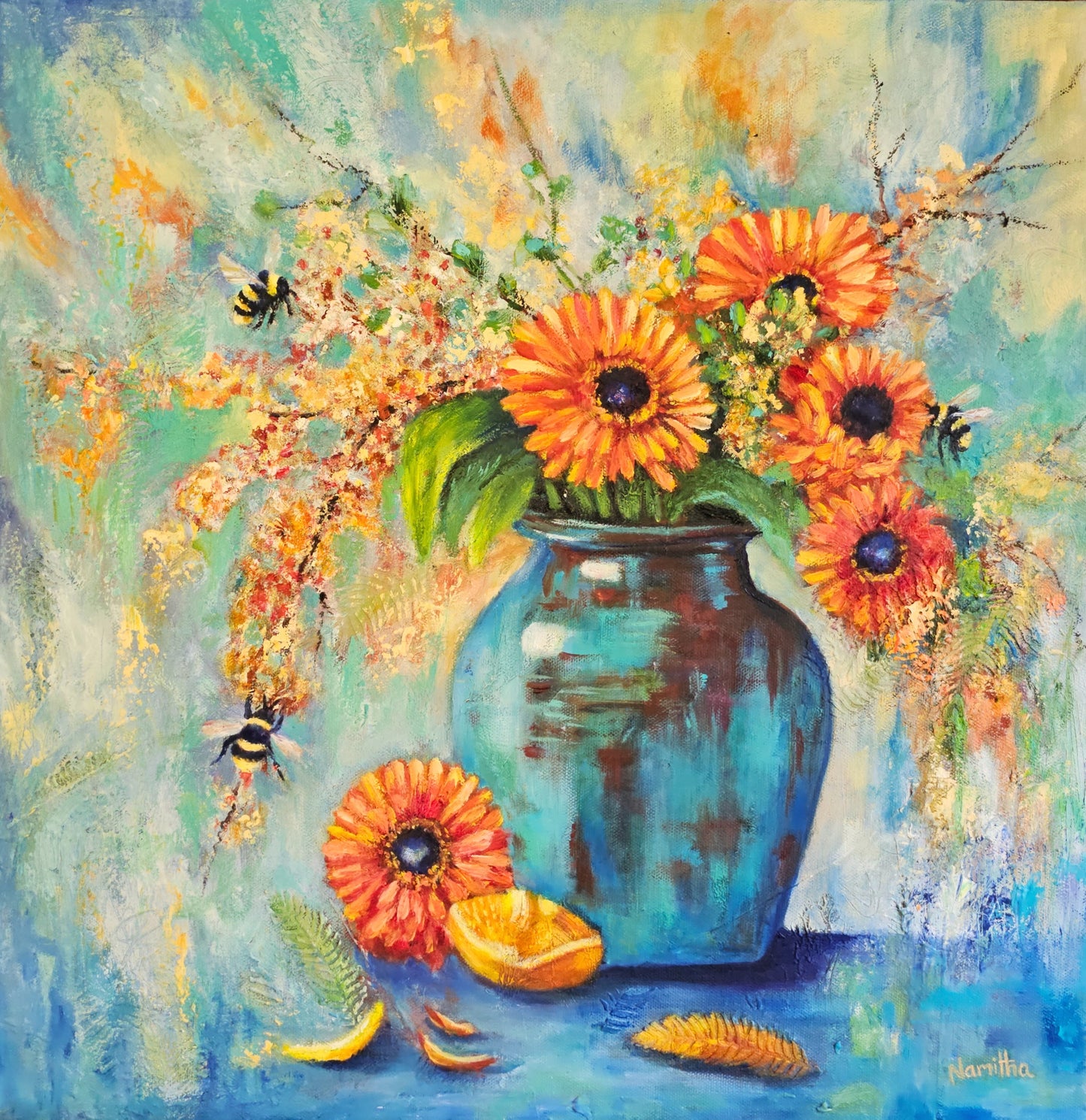 Where the Bees Gather | Original Mixed Media Painting on Canvas