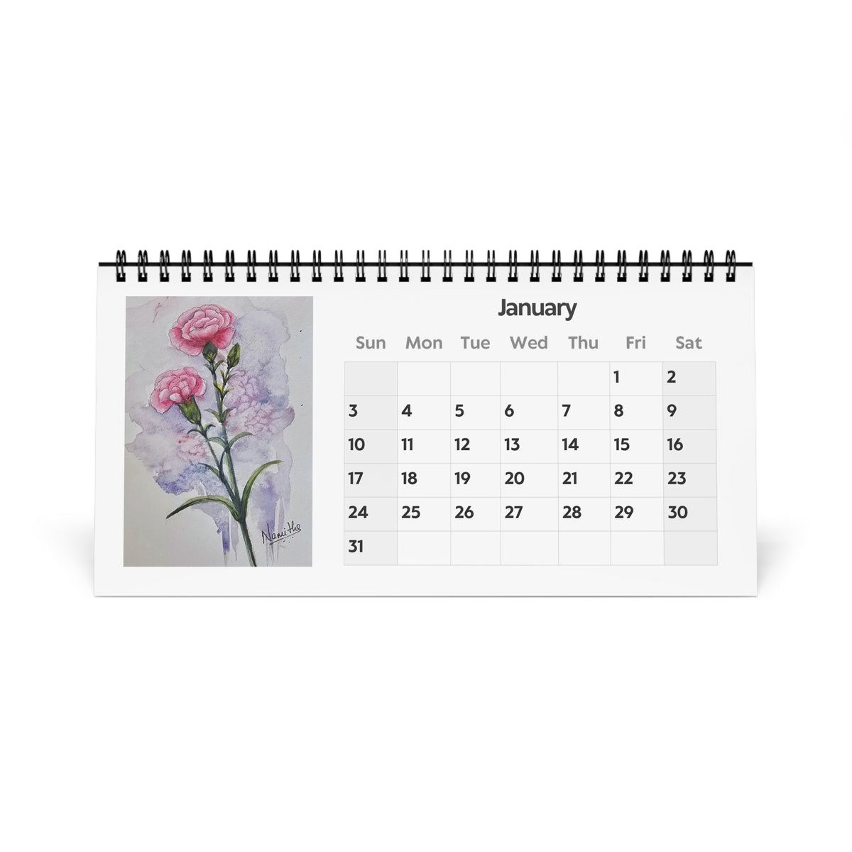 Golden Aurora 2027 Desk Calender - A year in Bloom | Original Watercolor Art