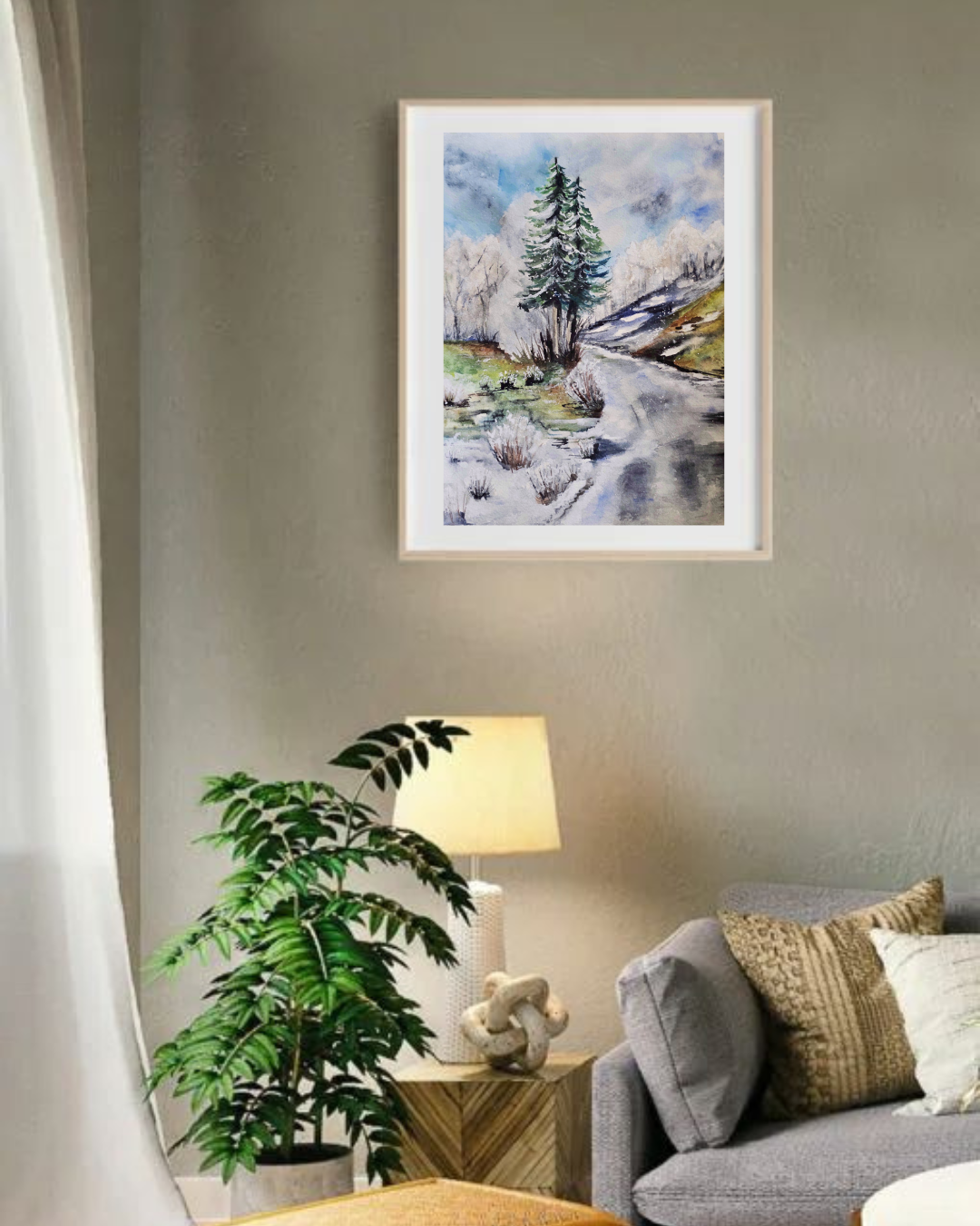 Winter’s Quiet Path - Original Watercolor Painting
