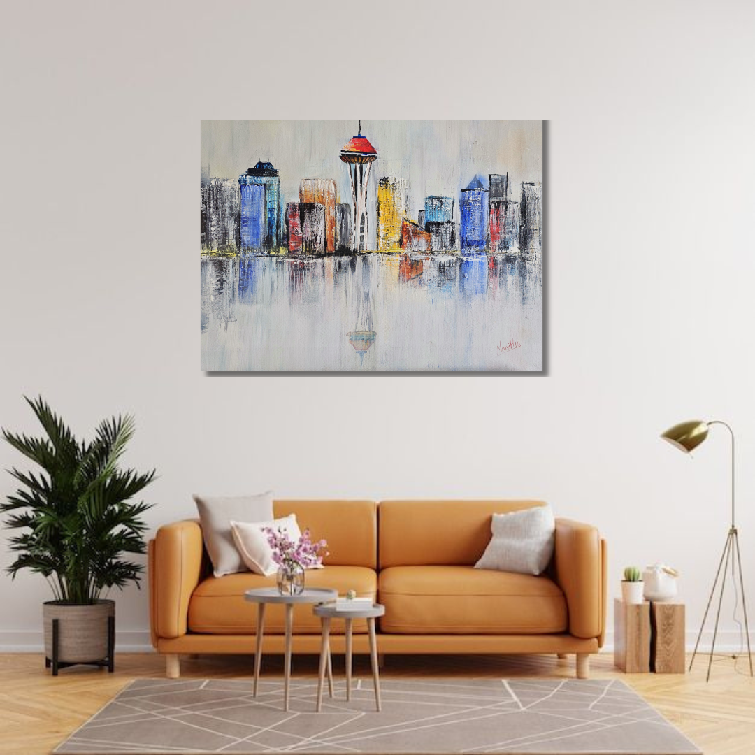 Seattle Reflections - Original Mixed Media Painting