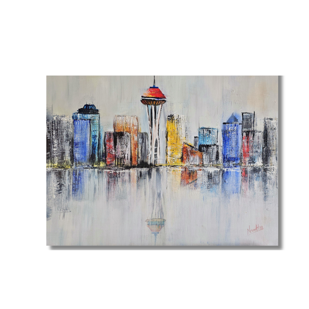 Seattle Reflections - Original Mixed Media Painting