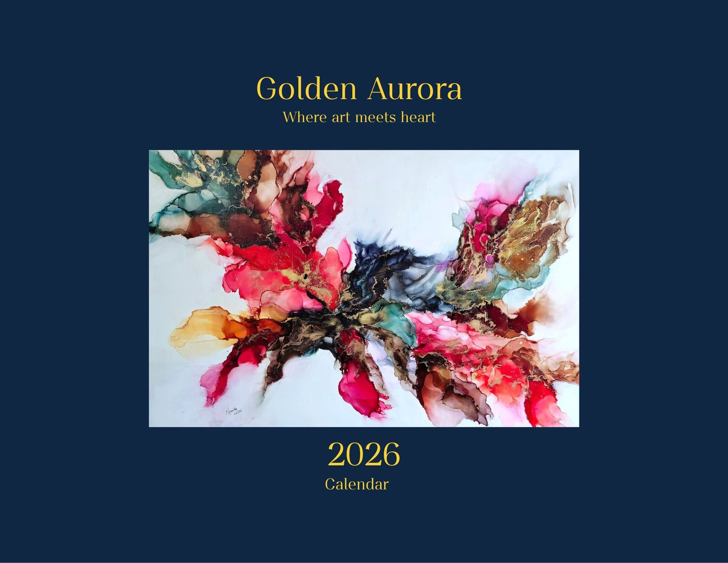 Golden Aurora 2026 Digital Art Calendar ( Printable PDF)